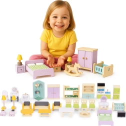 Wooden Dollhouse Furniture – 30-Piece Set