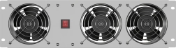 Vertikalus 19" 3U ventiliacijos skydelis į rack spintą, trys ventiliatoriai, 230 V, pilkas