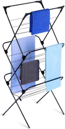 Sulankstoma metalinė skalbinių džiovyklė, juoda, 61 × 58 × 136 cm