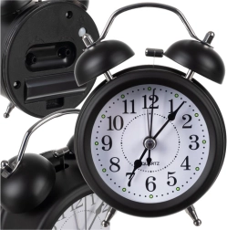 Retro metalinis žadintuvas su LED apšvietimu ir tyliu veikimu