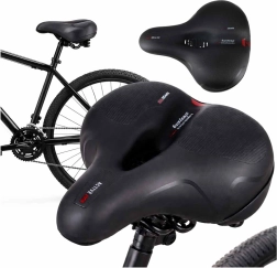 Wide foam bicycle saddle with reflector