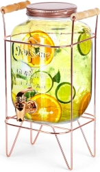 Stiklinis gėrimų dozatorius su čiaupu ir stovu, 4,2 l – Su auksiniu stovu