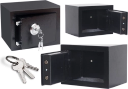 Namų plieninis seifas su raktu, juodas 23 × 17 × 17 cm