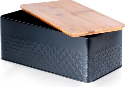 Metal bread bin with bamboo lid 33.5 × 18.5 × 12.5 cm