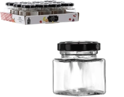 Kvadratinis 50 ml stiklainėlis su metaliniu dangteliu