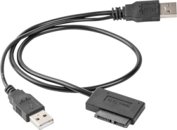 USB adapteris su maitinimu laidu -> SATA Slim SSD (13 kontaktų)