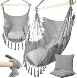 Pakabinama braziliška MalTec kėdė, šviesiai pilka