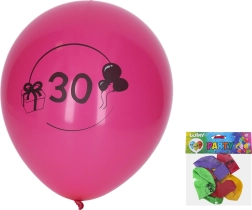Pripučiami balionai 30 cm su skaičiumi 30 – rinkinys 5 vnt.