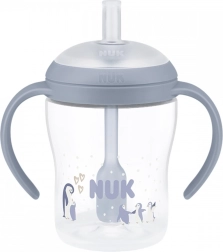 Mokomasis buteliukas NUK Perfect Match su silikoniniu šiaudeliu 150 ml, pingvinas