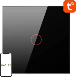 Smart touch Wi‑Fi light switch Avatto, 1 button, black