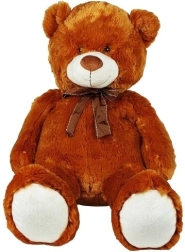 Plush teddy bear with bow 70 cm brown
