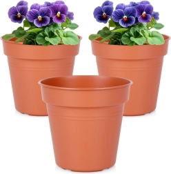 Plastikiniai apvalūs sodo vazonai 13 cm, 3 vnt. rinkinys