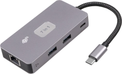 Daugiaportis adapteris HUB USB C 7 į 1 HDMI USB SD/TF RJ45