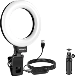 Neewer BR60 5" ring LED light with clip and desktop tripod
