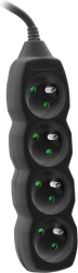 PowerWatch strip 3 m black (4 outlets)