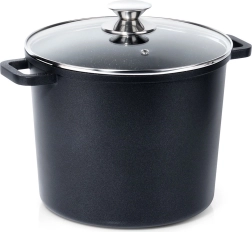 Aukštas granito puodas su stikliniu dangčiu GRANDE, 7,6 l