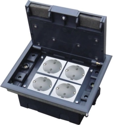 Floor box 4M 45×45 mm with adjustable depth for raised floors