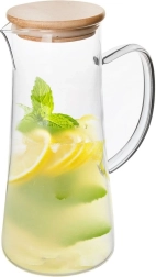 Stiklinis ąsotis su bambukiniu dangčiu 1,35 l