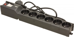 LESTAR Surge-Protected Power Strip, 6 Outlets, 1.5 m, Black