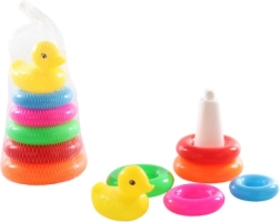 Plastikinė kūgio formos dėlionė su antyte 17 × 10 cm