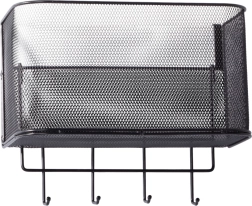 Metalinė pakabinama durų lentynėlė su kabliukais