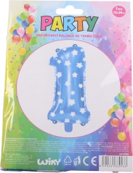 Balionas skaičius 1 mėlynas su žvaigždutėmis