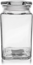 Glass square food jar 1.4 l with lid