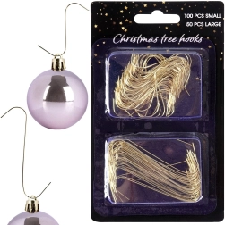 Auksiniai kabliukai kalėdinėms dekoracijoms 4 ir 6 cm, 150 vnt.