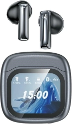 Belaidės ausinės AWEI TP100 Bluetooth 5.4 TWS su ENC ir LCD ekranu – juodos
