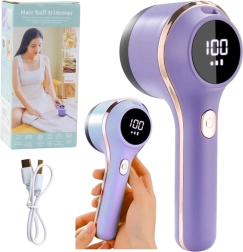 Elektrinis pūkų rinkiklis audiniams su LED ekranu, 3 greičiai – violetinis