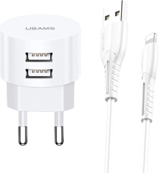 Tinklo įkroviklis USAMS T20 su 2xUSB 2,1A Lightning