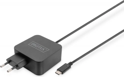 Kompaktiškas USB‑C PD 3.0 65 W tinklo įkroviklis su integruotu 1,2 m kabeliu, juodas