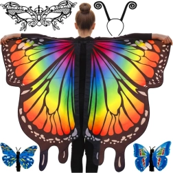 Vaikiškas drugelio kostiumas su dideliais sparnais KRUZZEL, kauke ir lankeliu