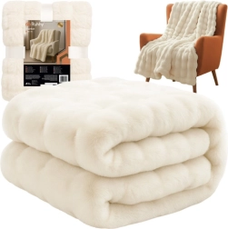 Minkštas baltas pledas 160 × 100 cm RUHHY