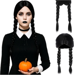 Soulima long women’s wig with two braids black - 1 piece