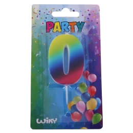 Party candle number 0 rainbow