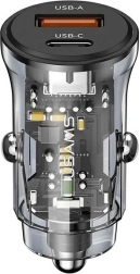 Automobilinis įkroviklis 30W 1xUSB + 1xUSB-C Greitas įkrovimas