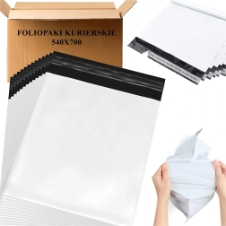 Balti pašto plastikiniai vokai XXL 540 × 700 mm, pakuotė 50 vnt.