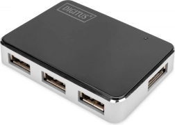 Active USB 2.0 hub 4-port black–silver DIGITUS