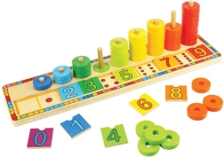 Medinė mokomoji skaičiavimo lenta su žiedais BIGJIGS