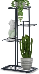 Metalinis juodas 4 aukštų gėlių stovas 80 cm