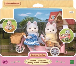Sylvanian Families haskių šuniukai ant dviračio – tandemo rinkinys
