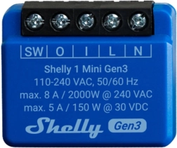 Valdiklis Shelly 1 Mini Gen3 su Wi‑Fi ir Bluetooth