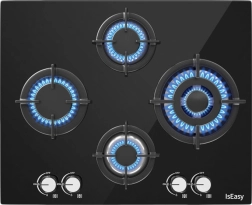 Iseasy 60 cm Glass Gas Hob with 4 Burners