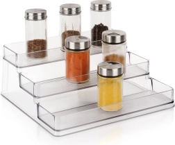 Trijų lygių skaidri virtuvinė lentynėlė 25,5 × 23,5 × 10,5 cm