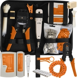 RJ45 RJ11 kabelių testeris, tinklo įrankių rinkinys, izoliacijos nuėmėjas ir krymperis, 145 dalių BIGSTREN