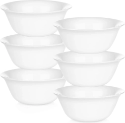 Baltos stiklinės dubenėliai 300 ml, 6 vnt. rinkinys