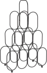 Metalinis vyno stovas, juodas, 9 buteliams, 36 × 56 cm
