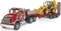 Bruder sunkvežimis Mack su priekaba ir krautuvu JCB 4CX 1:16