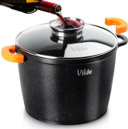 Granito puodas su stikliniu dangčiu TERRUNA AROMA 24 cm, 6,7 l